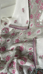Load image into Gallery viewer, ‹› Women's Lakhnavi Handcrafted Mul Chanderi Semi - Stitched Kurta And Dupatta Set - HONC0365520