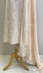 将图像加载到图库查看器中， Women&#39;s Lakhnavi Handcrafted Pure Silk Georgette Chikankari Kurta And Dupatta Set - HONC0166895
