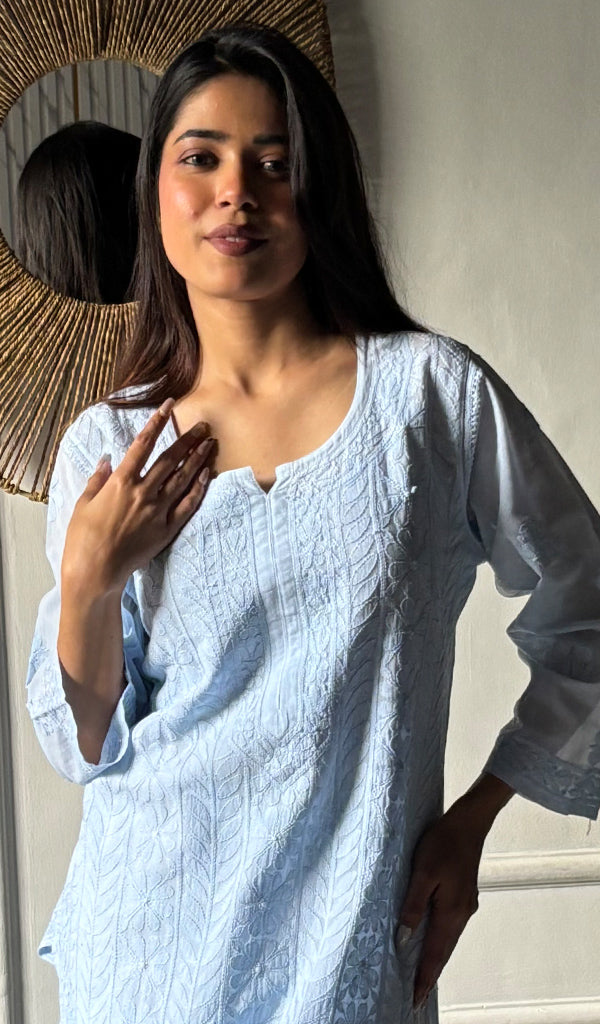 Women's Lakhnavi Handcrafted Cotton Chikankari Kurti - HONC0337441