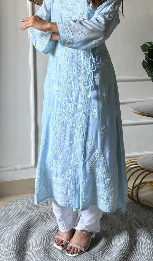 Women's Lucknowi Handcrafted Cotton Chikankari Angrakha - HONC0343793