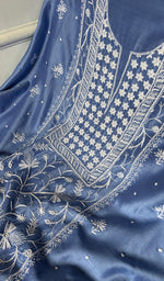 Load image into Gallery viewer, Women's Lucknowi Handcrafted Chanderi Silk Unstitched  Chikankari Full Suit Material - HONC0334684