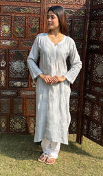 Load image into Gallery viewer, Inaya Women&#39;s Lucknowi Handcrafted Muslin Chikankari Kurti - HONC0223967
