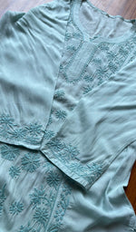 Load image into Gallery viewer, Women&#39;s Lucknowi Handcrafted Muslin Chikankari Kurti - HONC0301045
