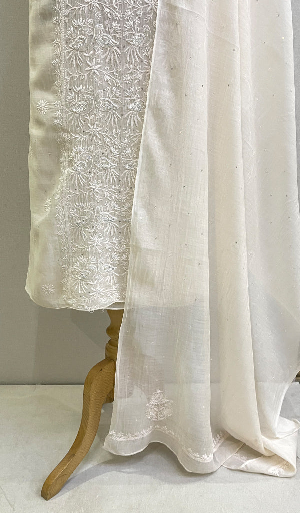 Women's Lakhnavi Handcrafted Mul Chanderi Kurta And Dupatta Set- HONC0203216