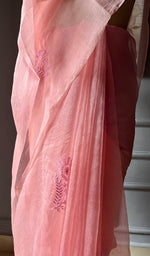 Load image into Gallery viewer, Women&#39;s Lucknowi Handcrafted Pure Organza Silk Chikankari Saree - HONC0268556
