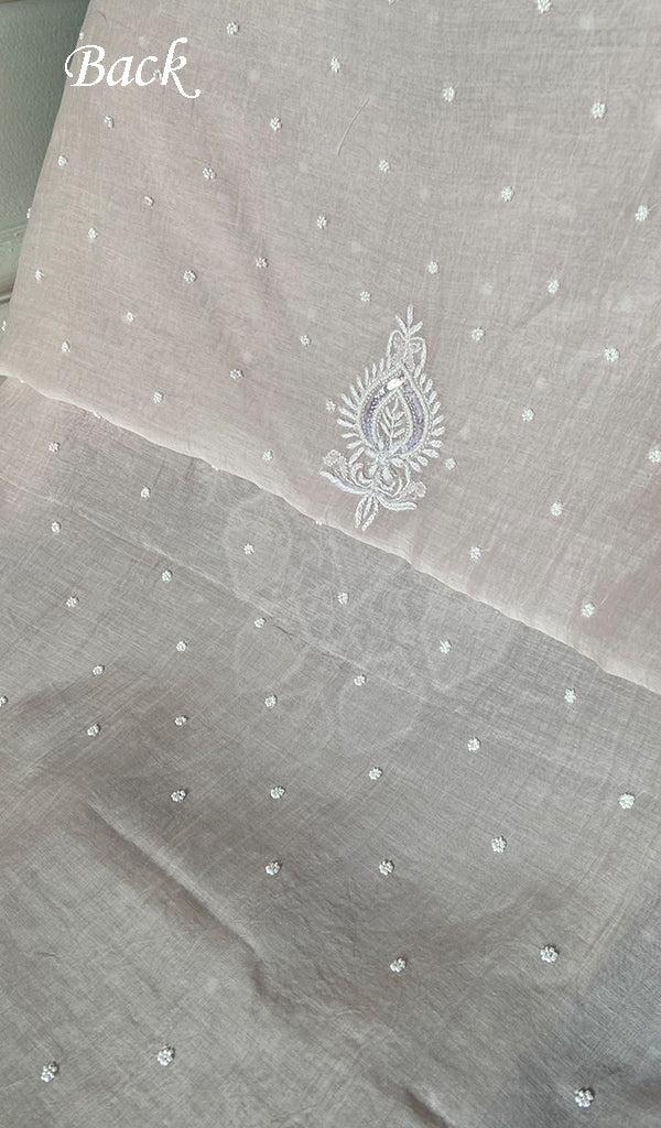 Women's Lakhnavi Handcrafted Mul Chanderi Unstitched Kurta And Dupatta Set- HONC0358260