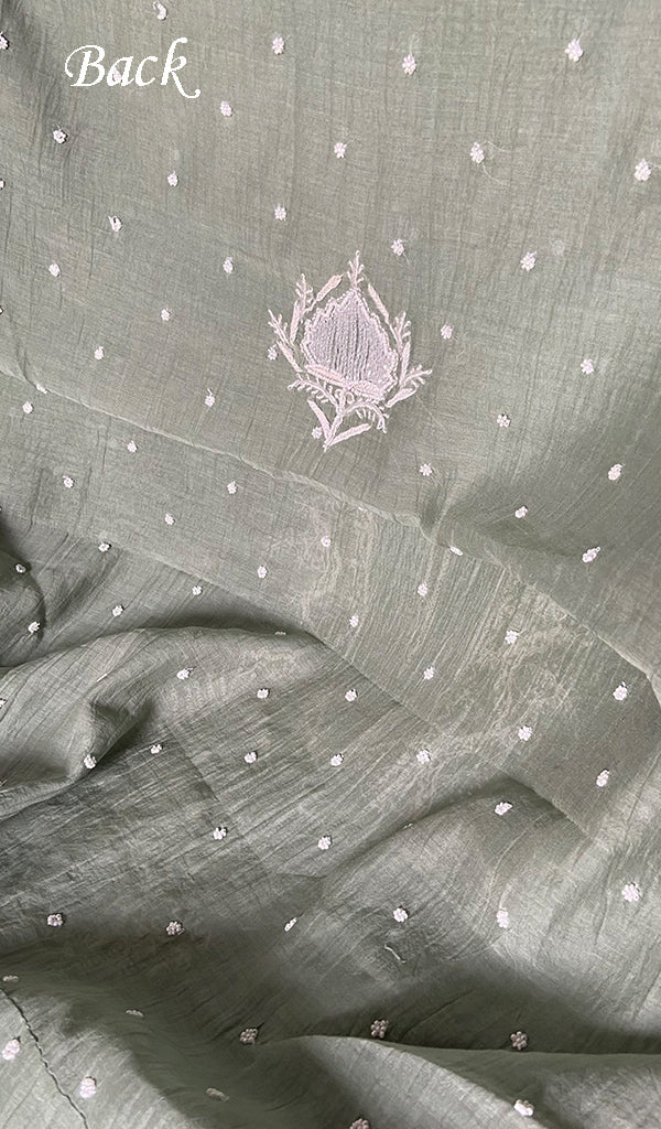 Women's Lakhnavi Handcrafted Mul Chanderi Unstitched Kurta And Dupatta Set- HONC0355598