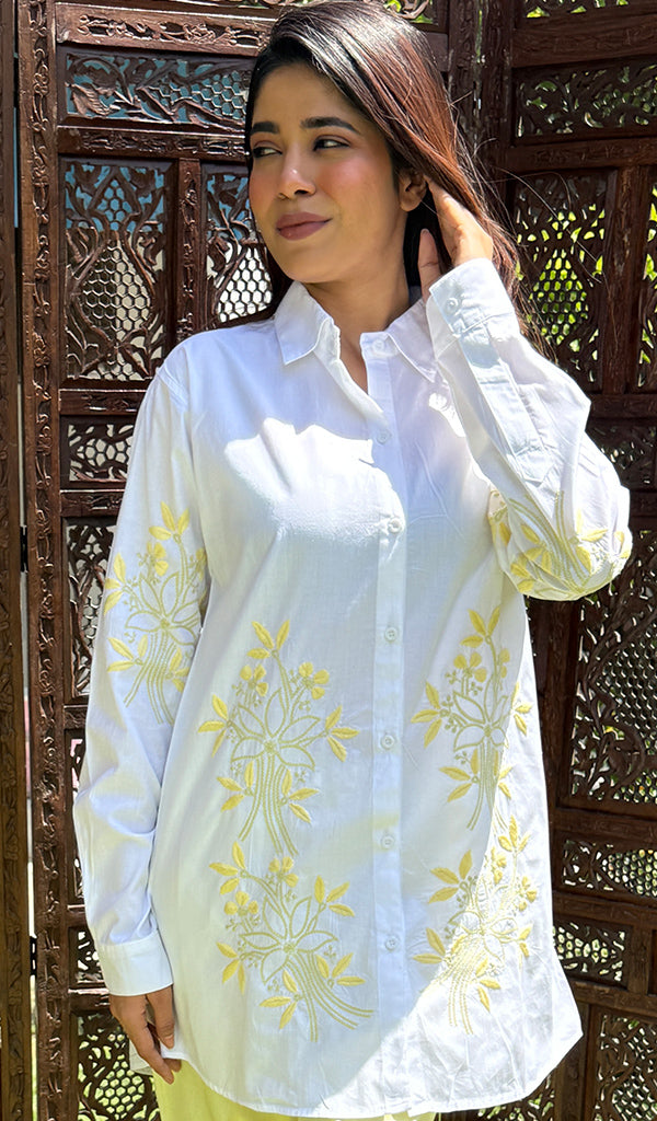 Women's Lakhnavi Handcrafted Cotton Chikankari Kurta And Pant Set - HONC0281853