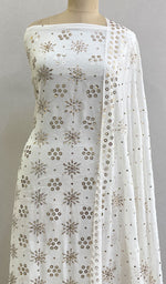 将图像加载到图库查看器中， Women&#39;s Lakhnavi Handcrafted Pure Silk Georgette Chikankari Kurta And Dupatta Set - HONC0222237
