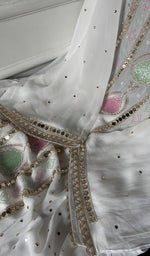 Load image into Gallery viewer, Women's Lucknowi Handcrafted Viscose Georgette Unstitched Chikankari Kurta and Dupatta Set- HONC0329581