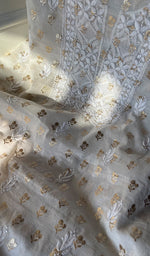 Load image into Gallery viewer, Women&#39;s Lucknowi Handcrafted Chanderi Silk Chikankari Kurta Dupatta Set - HONC0295425
