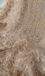 Load image into Gallery viewer, Women&#39;s Lakhnavi Handcrafted Pure Organza Chikankari Unstitched Kurta And Dupatta Set- HONC0267058
