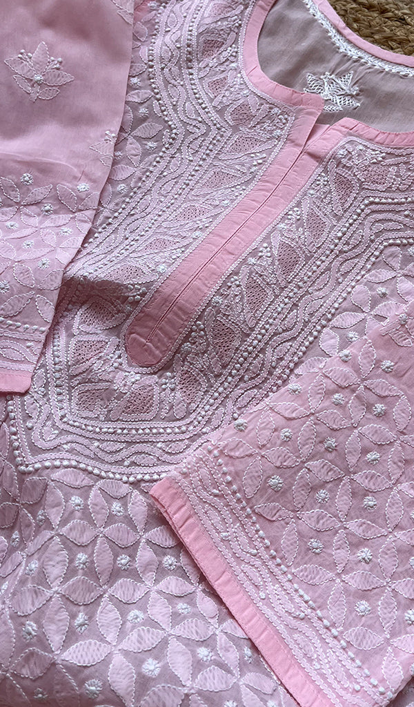 Women's Lakhnavi Handcrafted Cotton Chikankari Kurti - HONC0274207