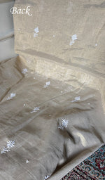Load image into Gallery viewer, Women's Lakhnavi Handcrafted Tissue Chanderi Unstitched Chikankari Kurta And Dupatta Set - HONC0347707