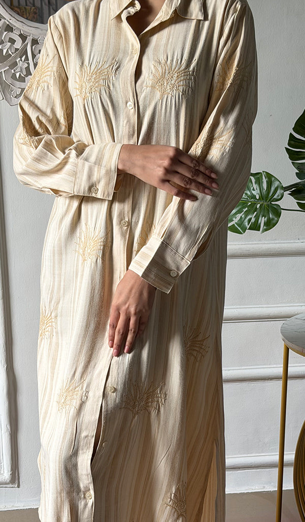 Vaishali Women's Lucknowi Handcrafted Cotton Chikankari Long Dress - HONC0341110