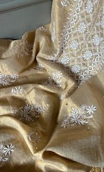 将图像加载到图库查看器中， Women's Lakhnavi Handcrafted Tissue Chanderi Unstitched Kurta And Dupatta Set - HONC0278195