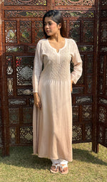 Load image into Gallery viewer, Women&#39;s Lucknowi Handcrafted Muslin Chikankari Kurti - HONC0237028
