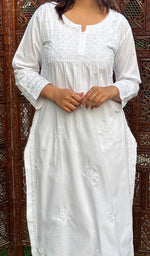 Load image into Gallery viewer, Falak Women&#39;s Lucknowi Handcrafted Cotton Chikankari Kurti - HONC0220783
