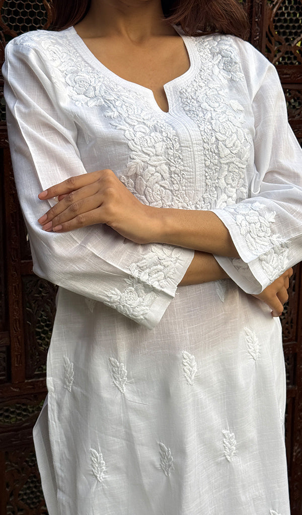 Women's Lucknowi Handcrafted Cotton Chikankari Kurti - HONC0217261