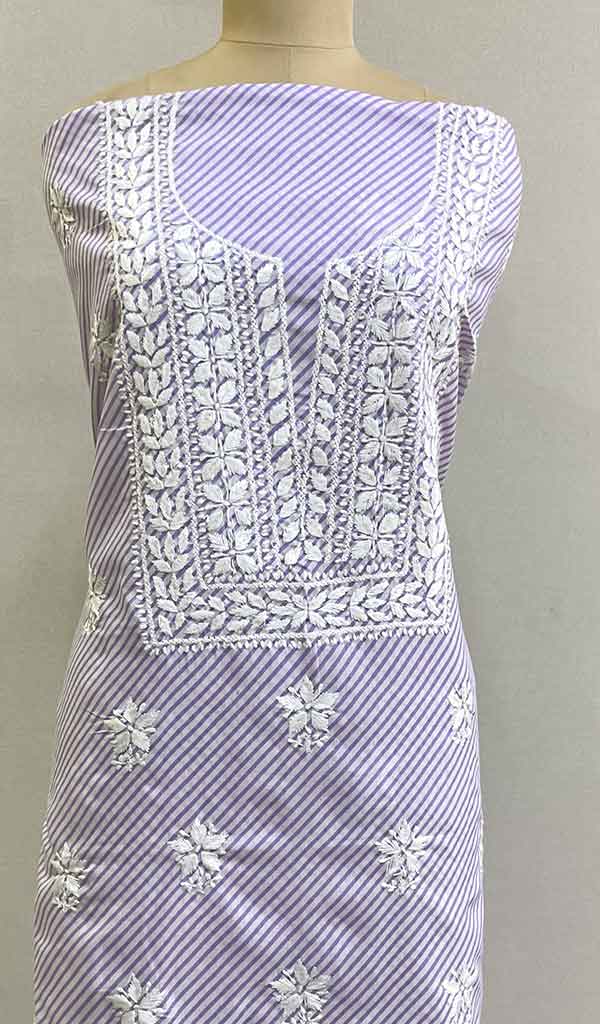 Women's Lakhnavi Handcrafted Cotton Chikankari Unstitched Kurti Fabric - HONC0192307