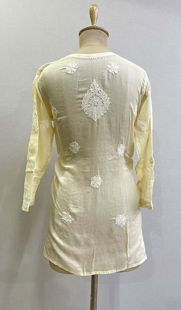 Women's Lucknowi Handcrafted White Cotton Chikankari Top - HONC0165295