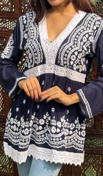 将图像加载到图库查看器中， Alshifa Women&#39;s Lakhnavi Handcrafted Modal Cotton Chikankari Top - HONC0246777
