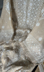 将图像加载到图库查看器中， Women&#39;s Lakhnavi Handcrafted Tissue Chanderi Unstitched Anarkali And Dupatta Set - HONC0279552
