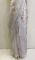 将图像加载到图库查看器中， Women&#39;s Lucknowi Handcrafted Pure Organza Silk Chikankari Saree - HONC0162558
