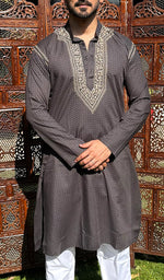 Load image into Gallery viewer, Men's Lucknowi Handcrafted Cotton Chikankari Kurta - HONC0327339