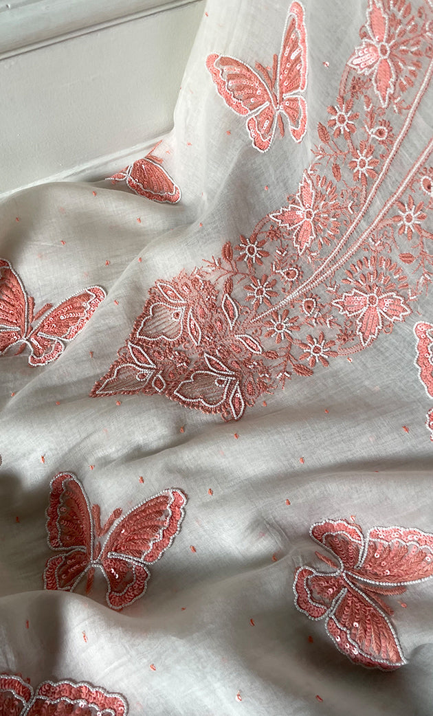 Titlee Women's Lakhnavi Handcrafted Unstitched Mul Chanderi Kurta And Dupatta Set - HONC0304156