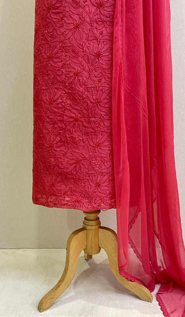 Women's Lakhnavi Handcrafted Tussar Silk  Full Suit Material - HONC0178872