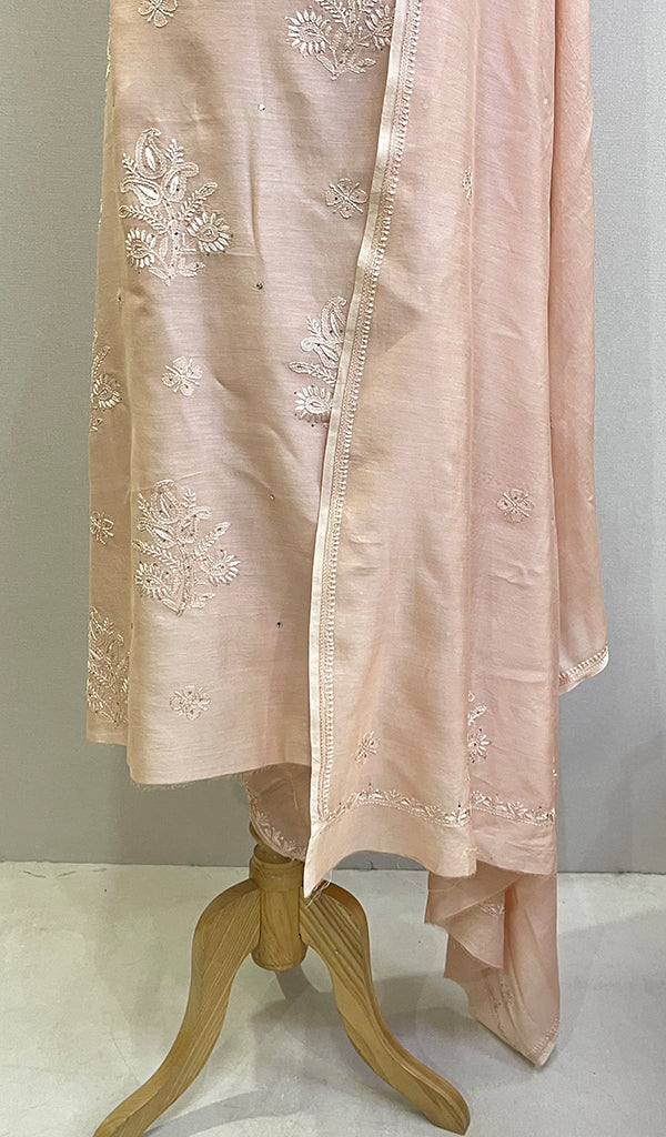 Women's Lakhnavi Handcrafted Chanderi Silk Chikankari Full Suit - HONC0205603