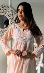 Load image into Gallery viewer, Women's Lucknowi Handcrafted Cotton Chikankari Kurti - HONC0330699