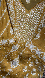 Load image into Gallery viewer, Aarushi Women's Lakhnavi Handcrafted Mul Chanderi Semi - stitched Chikankari Full Suit Material - HONC0349082