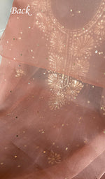 Load image into Gallery viewer, Marifa Women's Lakhnavi Handcrafted Pure Organza Chikankari Unstitched Kurta And Dupatta Set- HONC0362242