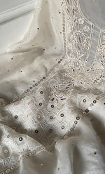 Load image into Gallery viewer, Women&#39;s Lakhnavi Handcrafted Pure Organza Chikankari Unstitched Kurta And Dupatta Set- HONC0319070

