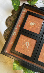 Load image into Gallery viewer, Chikankari Tray with Four Coasters - HONC0238658
