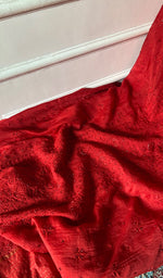 Load image into Gallery viewer, Women's Lakhnavi Handcrafted Mul Chanderi Unstitched Chikankari Full Suit - HONC0344342