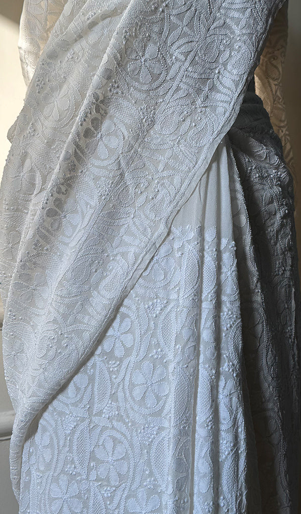 Women's Lakhnavi Handcrafted Pure Silk Georgette Chikankari - HONC0237602