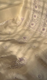 Load image into Gallery viewer, Irum Women&#39;s Lakhnavi Handcrafted Mul Chanderi Unstitched Kurta And Dupatta Set - HONC0297202

