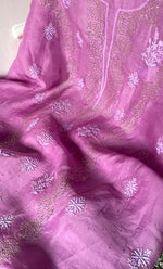 Load image into Gallery viewer, Women&#39;s Lakhnavi Handcrafted Pure Organza Chikankari Unstitched Kurta And Dupatta Set- HONC0304147
