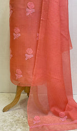 将图像加载到图库查看器中， Afeera Women&#39;s Lakhnavi Handcrafted Pure Organza Chikankari Unstitched Kurta And Dupatta Set- HONC0147620
