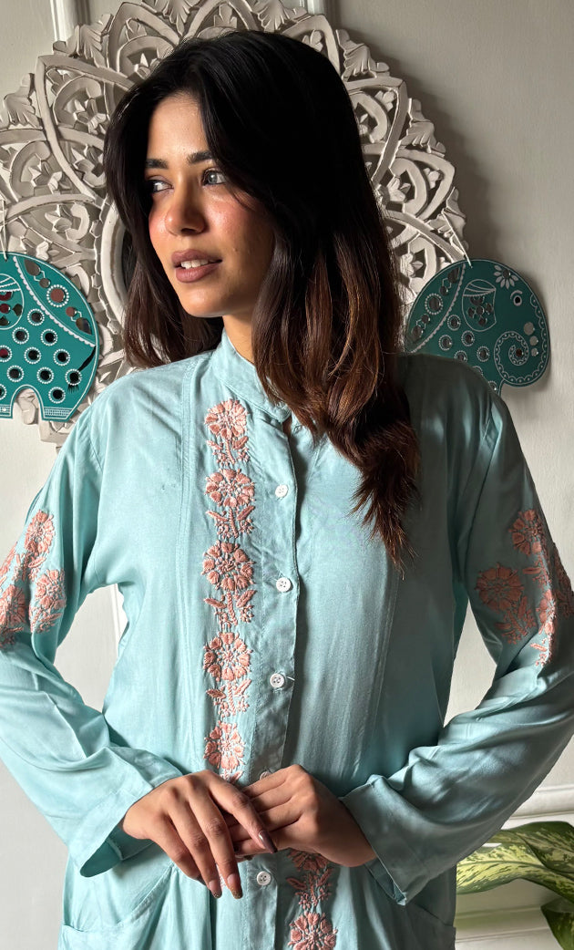 Women's Lakhnavi Handcrafted Cotton Chikankari Top - HONC0315254