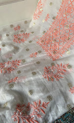 将图像加载到图库查看器中， Women's Lakhnavi Handcrafted Mul Chanderi Unstitched Kurta And Dupatta Set- HONC0314072