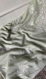 Load image into Gallery viewer, Women's Lakhnavi Handcrafted Mul Chanderi Unstitched Chikankari Full Suit Material - HONC0338251