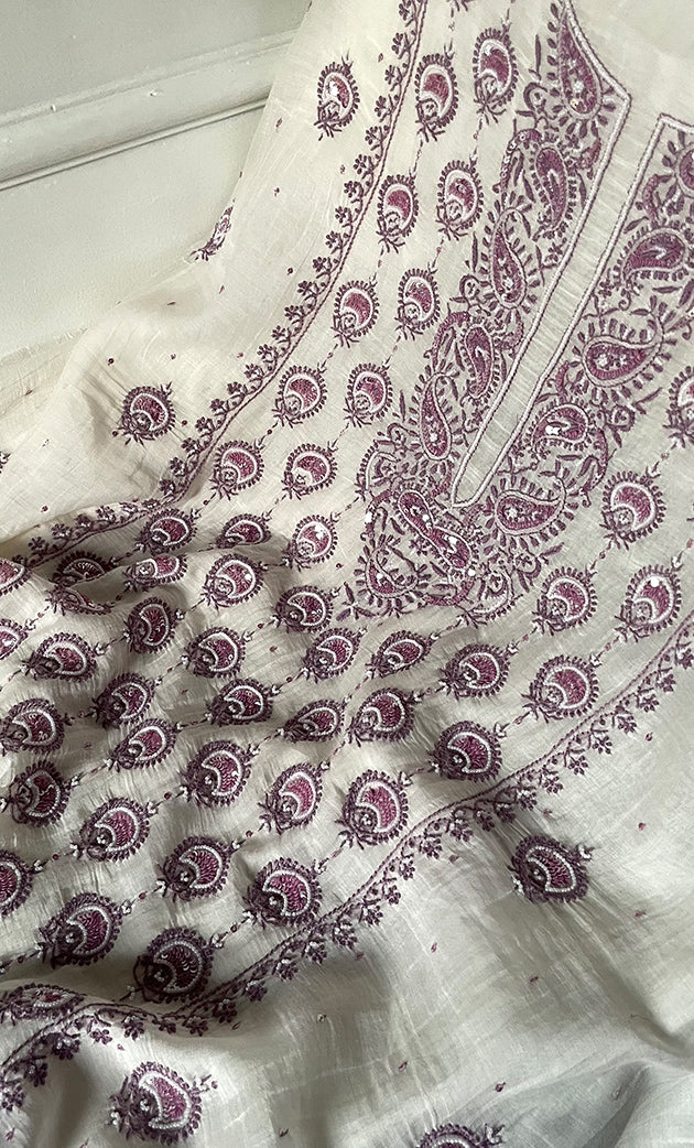 Titlee Women's Lakhnavi Handcrafted Unstitched Mul Chanderi Kurta And Dupatta Set - HONC0324066