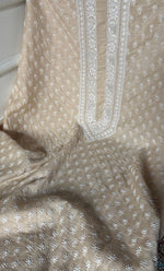 Load image into Gallery viewer, Lucknowi Handcrafted Munga Silk Chikankari Unstitched Unisex Kurta Fabric - HONC0320844