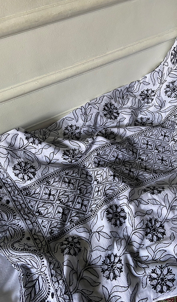 Women Lakhnavi Handcrafted Unstitched Cotton Chikankari Suit Material 