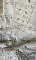 Load image into Gallery viewer, Mehr Women&#39;s Lakhnavi Handcrafted Maheshwari Mul Chanderi Unstitched Kurta And Dupatta Set- HONC0286819
