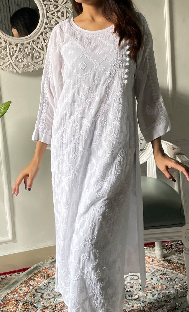 Women's Lucknowi Handcrafted Cotton Chikankari Kurti - HONC0330067